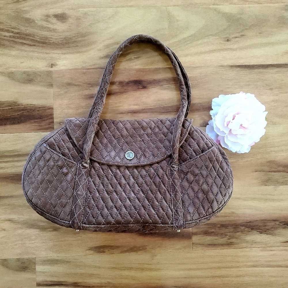 Eric javits New York Brown Suede Shoulder Bag